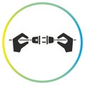 page error concept icon, connects electrical cable, troubleshooting